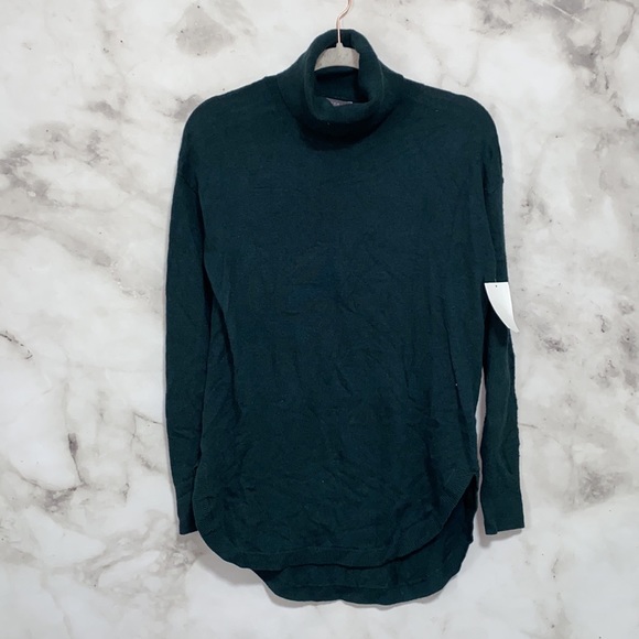 Chelsea28 Dark Green Turtleneck Slit Side Sweater - Picture 2 of 9